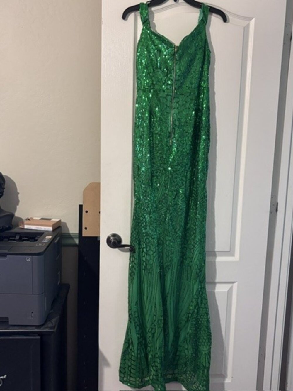 NWOT Women's Long Green Sequin Dress/Gown SZ L